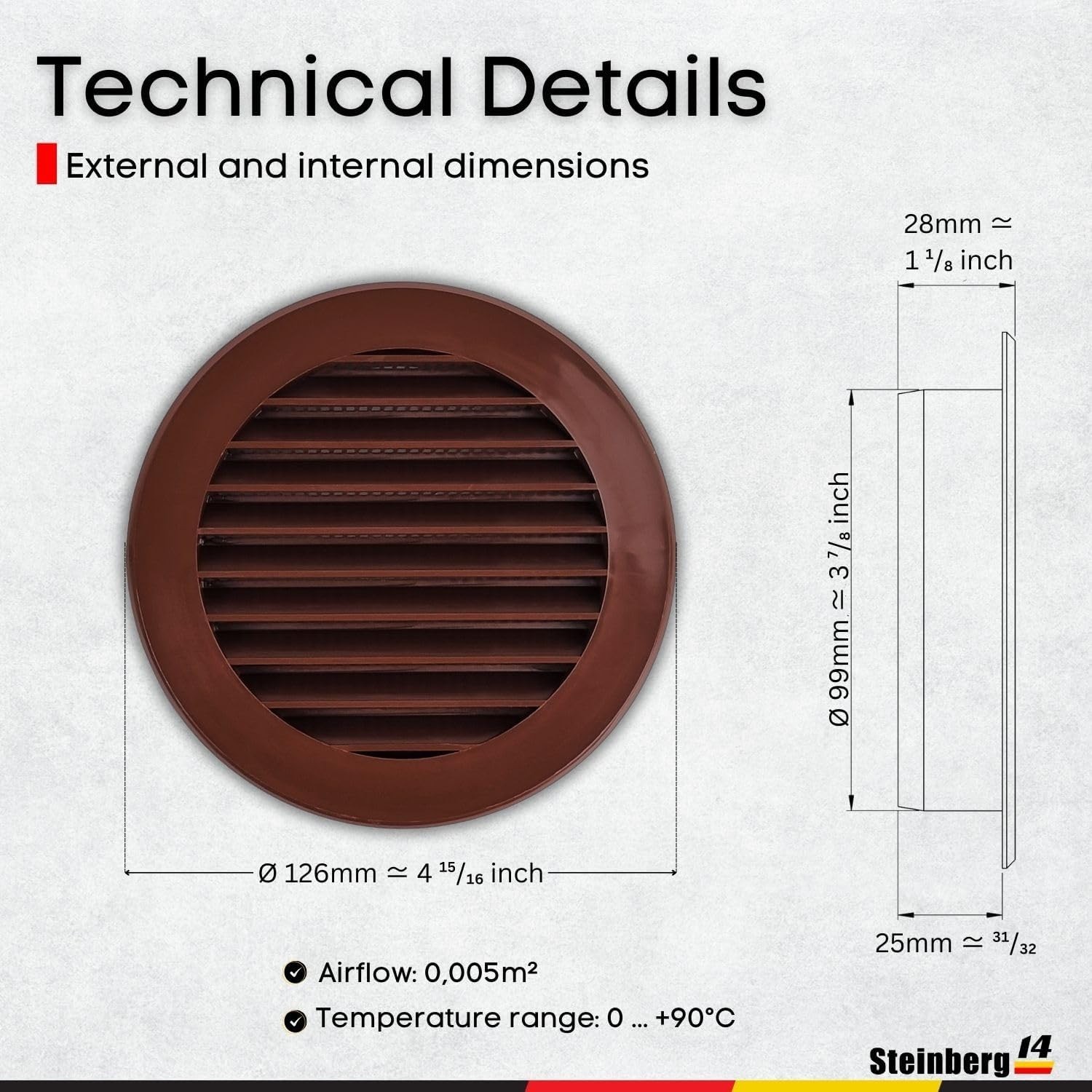 Stylish Brown 4-Inch Round Vent Grille – Perfect for Home Ventilation Needs