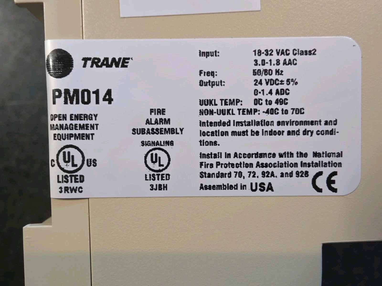 Trane PM014 Power Supply Module X13651473010 Rev A | Clean Panel Pull