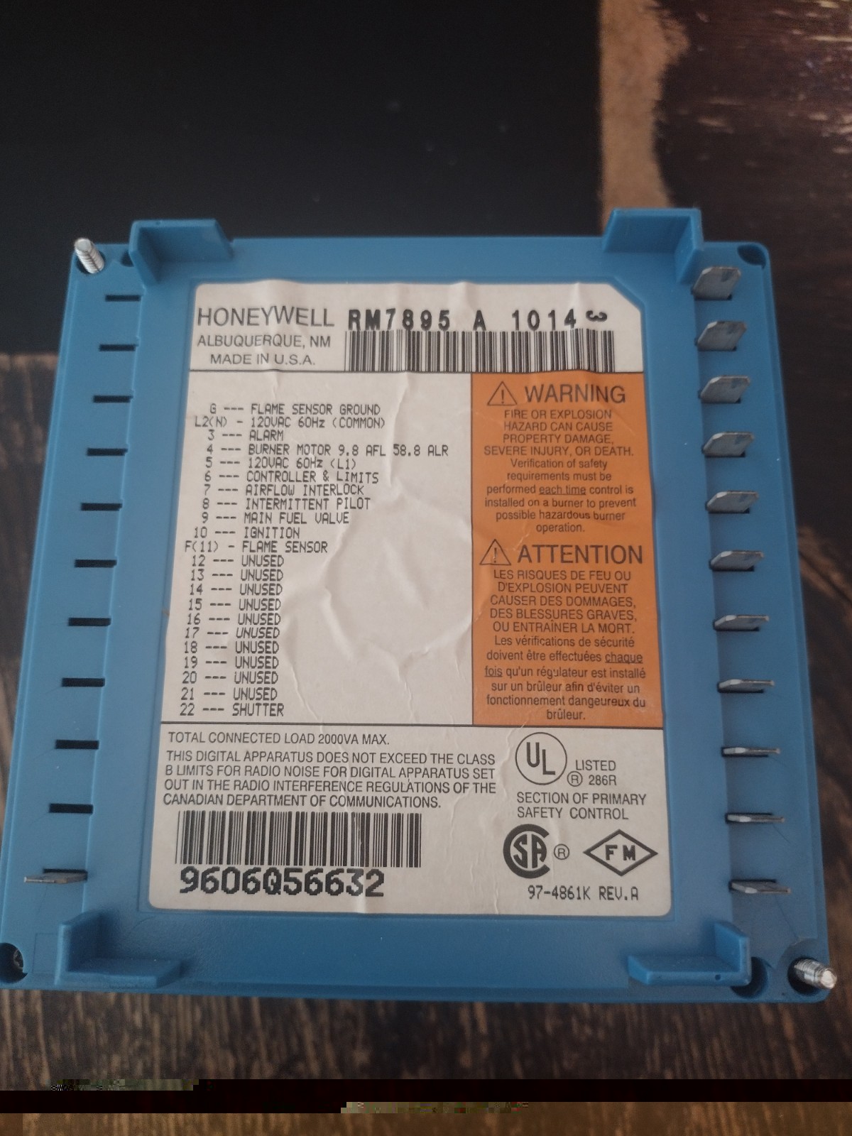 Honeywell RM7895 A 1014 Burner Control Complete System Tested Working