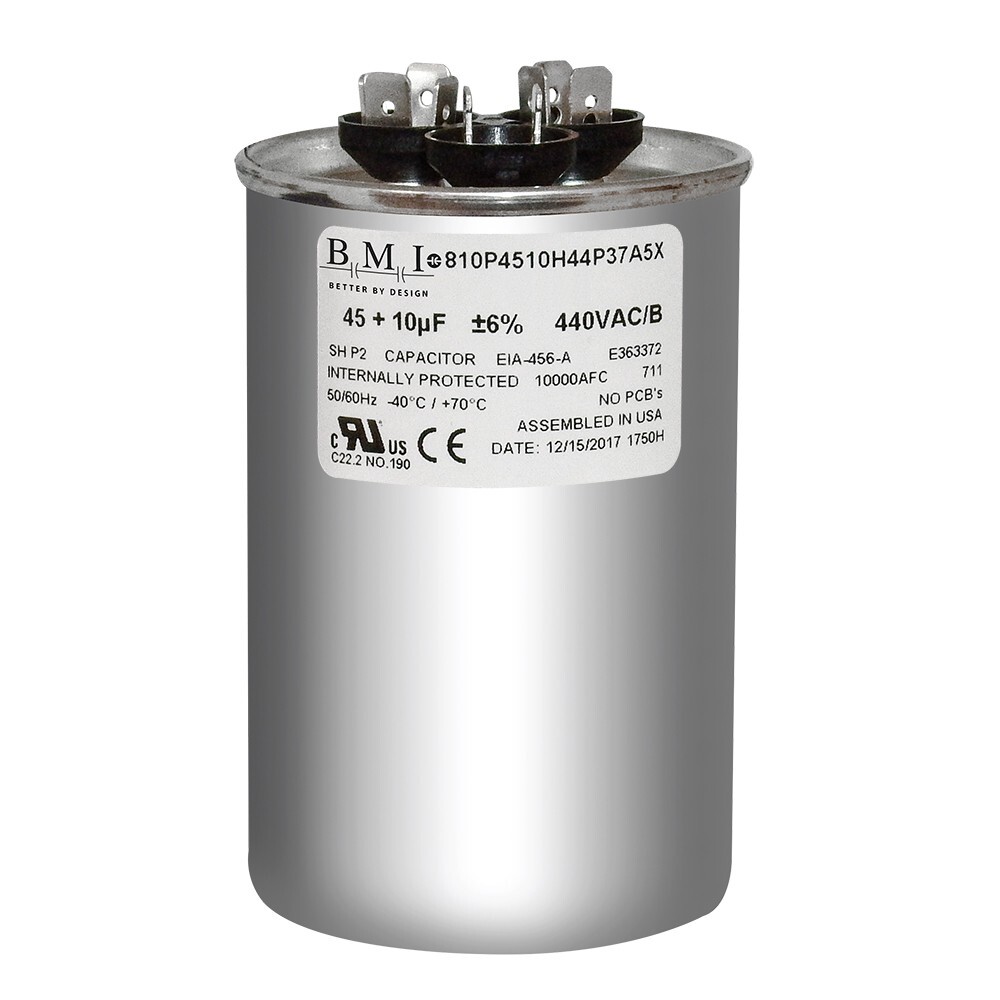 Air Conditioning HVAC Round Dual Motor CBB65D Run Capacitor 45 + 10 MFD 370 440V