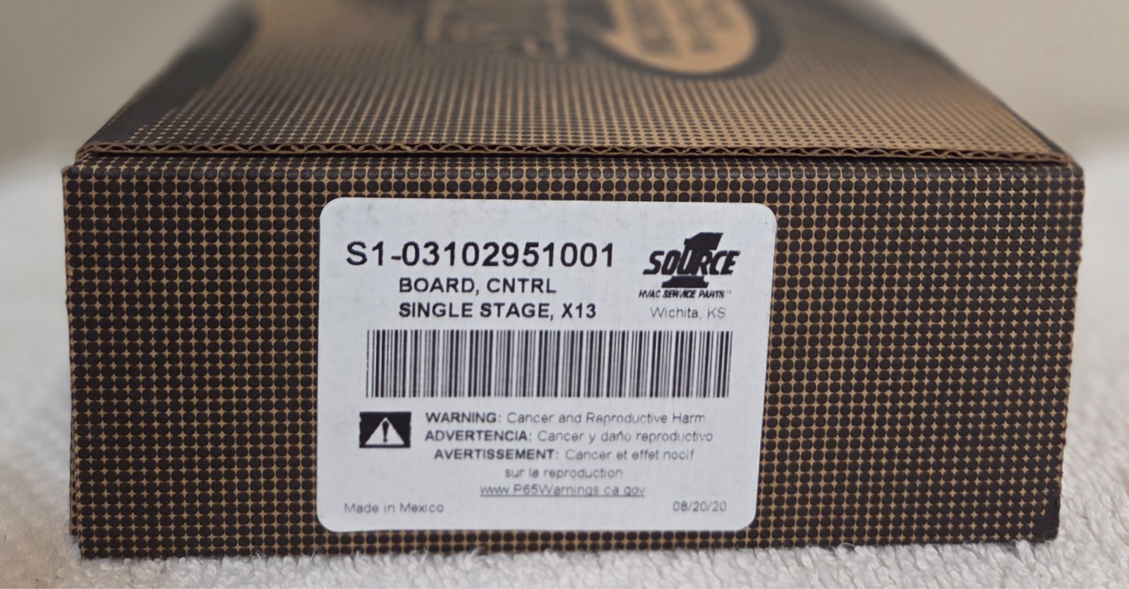 S1-03102951001 CONTROL BOARD SINGLE STAGE NEW NEVER USED SOURCE 1