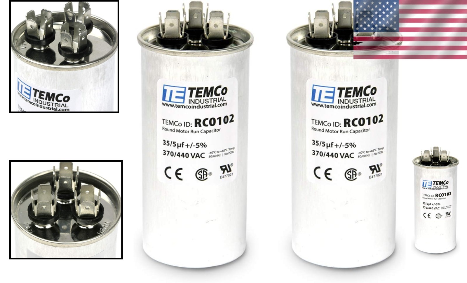 Reliable 2-Pack TEMCo 35+5 uF Round Capacitors, Perfect for Motor Applications