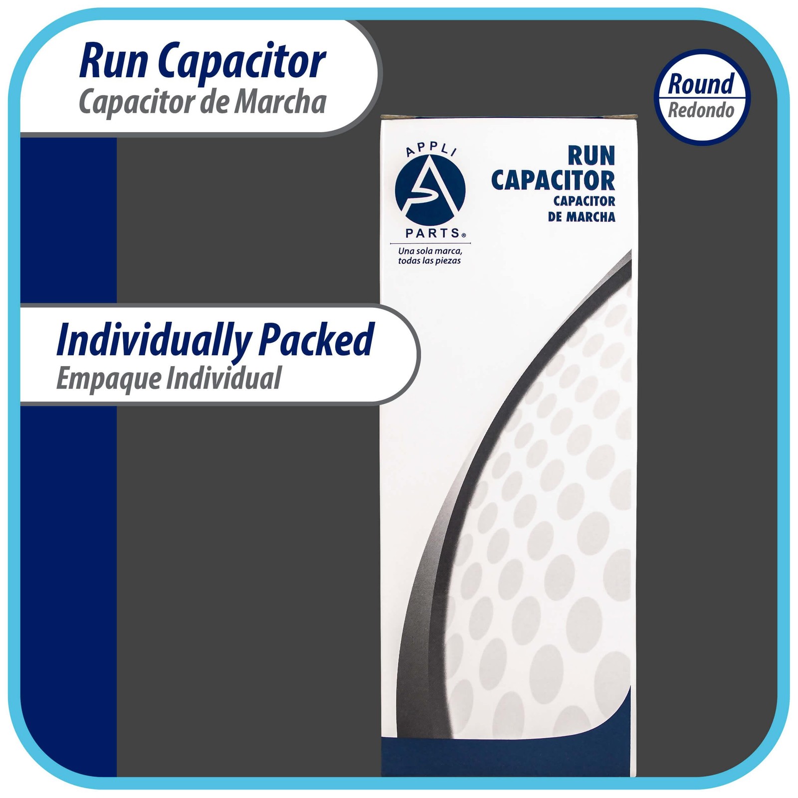 Appli Parts Run Capacitor for electric motors 40 Mfd uF (microfarads) 250VAC Pla