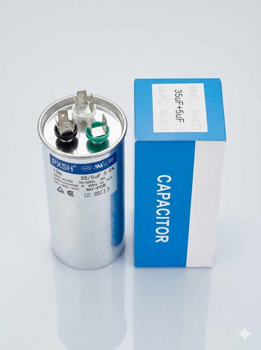 5Pcs 45/5 Uf 45+5 MFD 370V or 440V Dual Run Start round A/C Capacitor 45 370 440