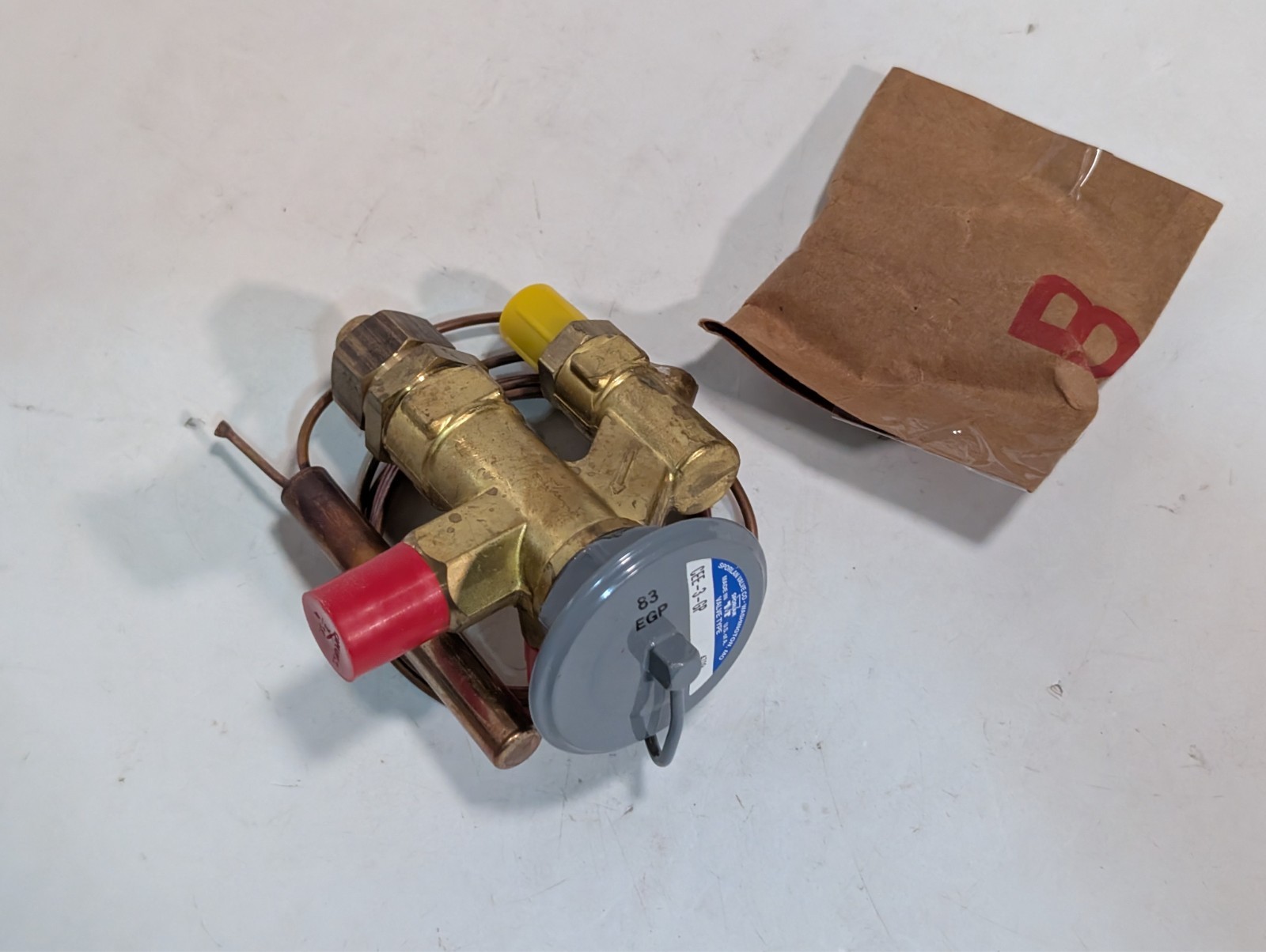 Sporlan CEE-3-GP thermostatic expansion valve, 3/8×1/2 SAE, 1/4 EQ, 60in cap