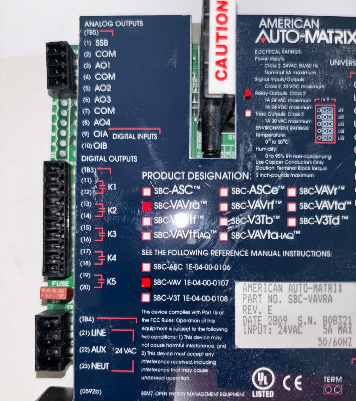 American Auto-Matrix SBC-VAVRA VAV Control Board and Actuator