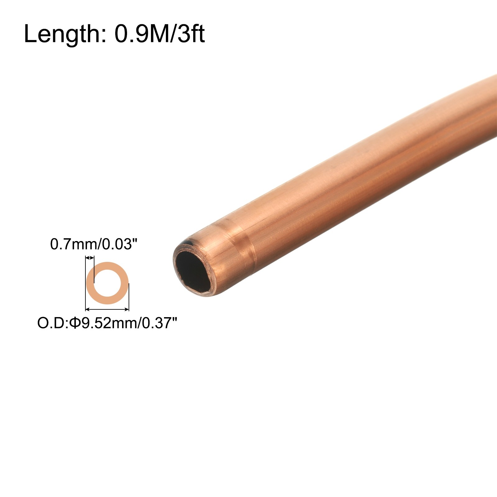Copper Tube 3/8″ OD x 3Ft 1/32″ T Refrigeration Flexible Seamless Hollow