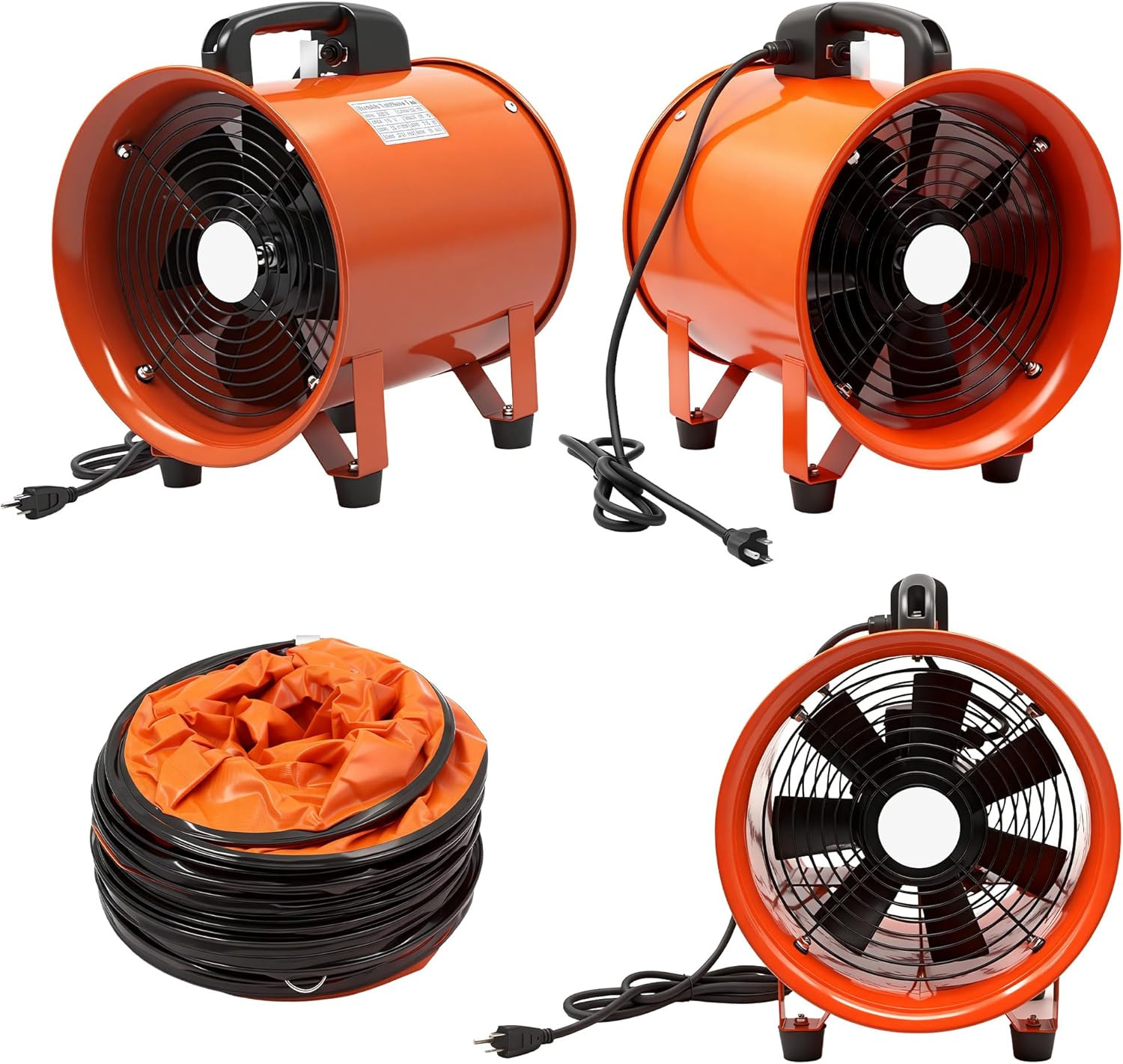 12-Inch Utility Blower Fan with 25Ft Duct – 3300 RPM High Airflow, Low-Noise 69D