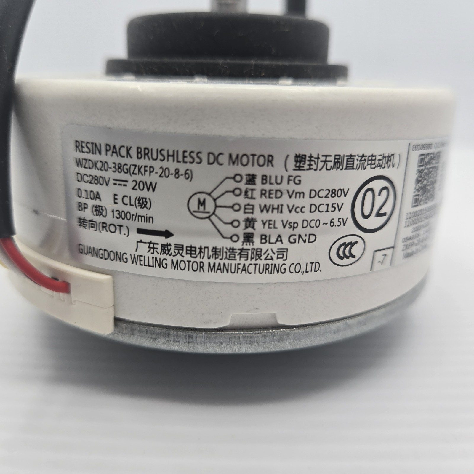 Welling WZDK20-38G ZKFP-20-8-6 DC Brushless AC Fan Motor 20W DC280V Midea Carrie