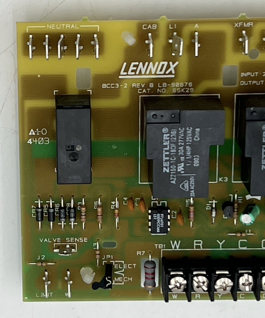 LENNOX BCC3-2 REV B LB-90676 CAT. NO. 65K29 FURNACE CIRCUIT CONTROL BOARD