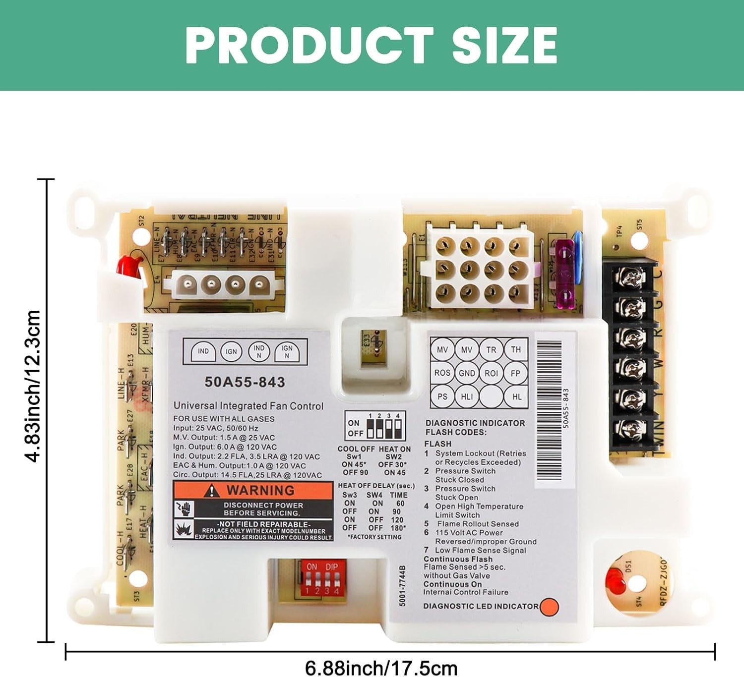 50A55-843 Integrated Furnace Control Board For White Rodgers Replace 50A50-241