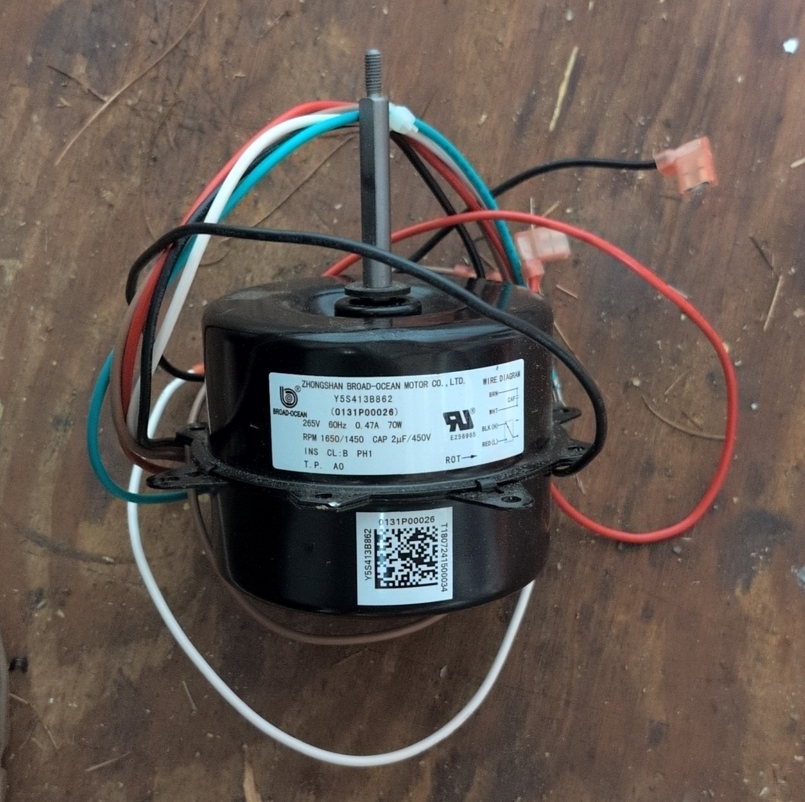 Broad-Ocean Y65413B862 0131P00026 SMALL HVAC/Refrigeration Electric Fan Motor