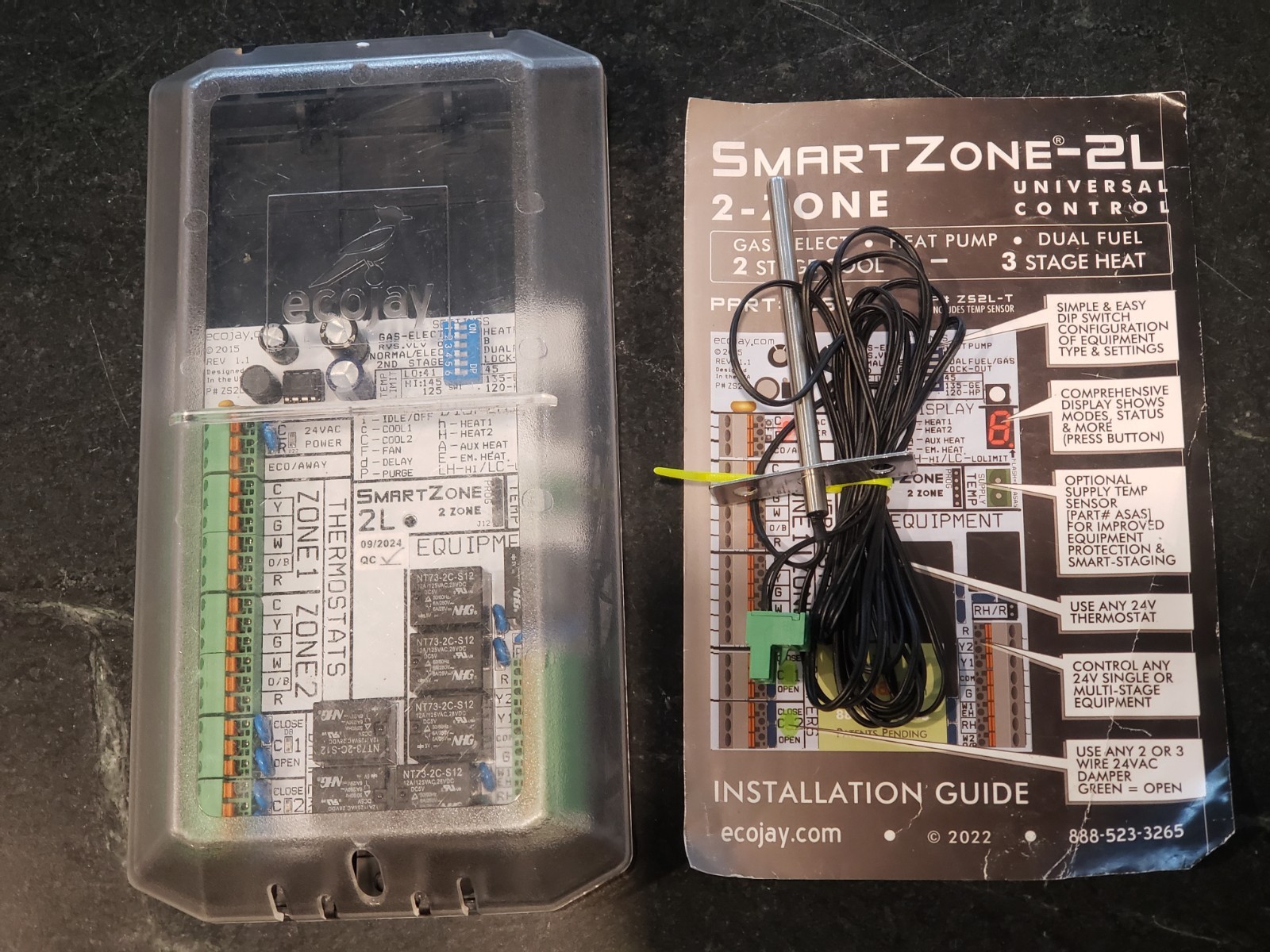 ECOJAY SmartZone 2L Universal 2-Zone Control Panel 24V 12A HVAC Board ZS2L
