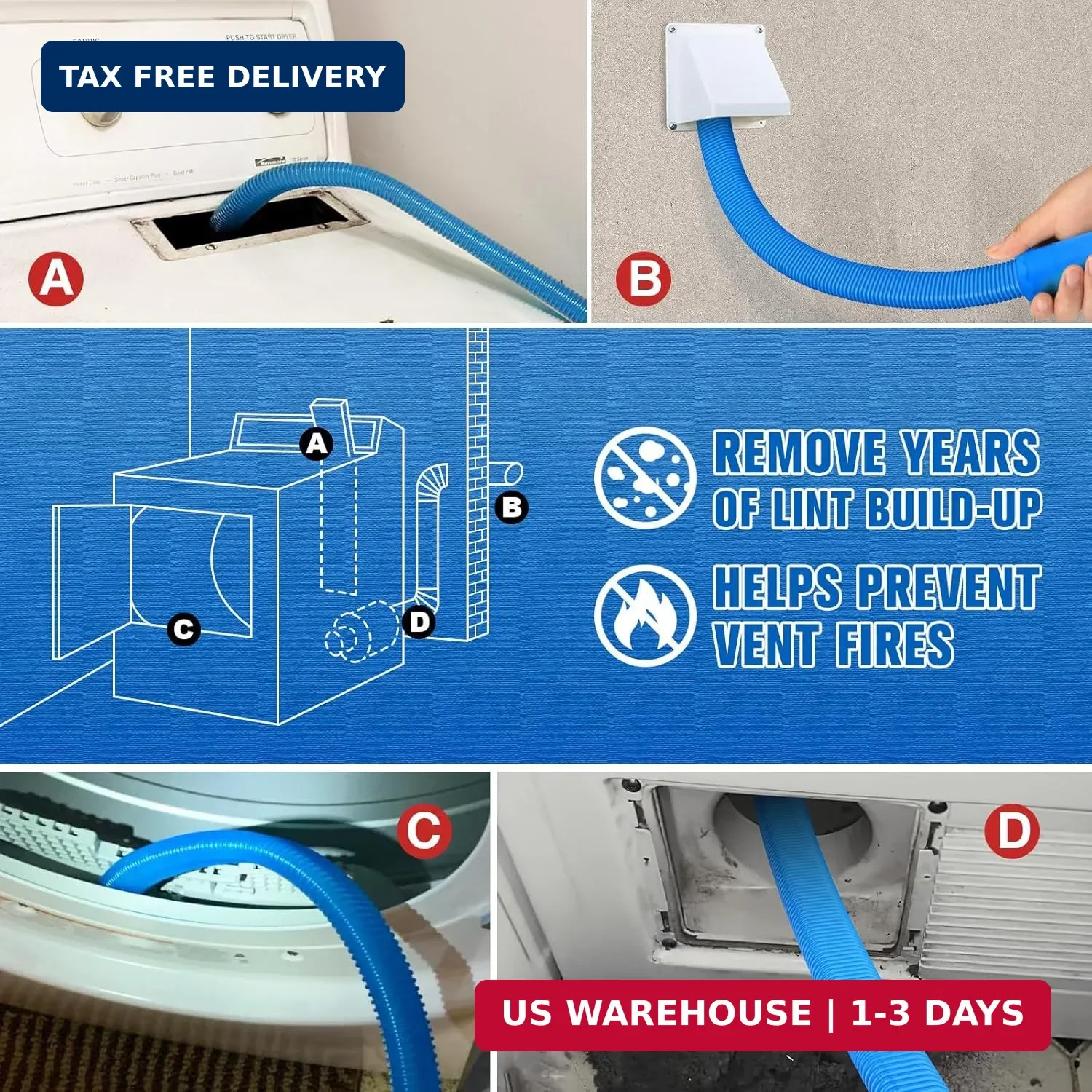 Sealegend Dryer Vent Cleaner Kit Vacuum Hose Attachment Compatible with Most Vac