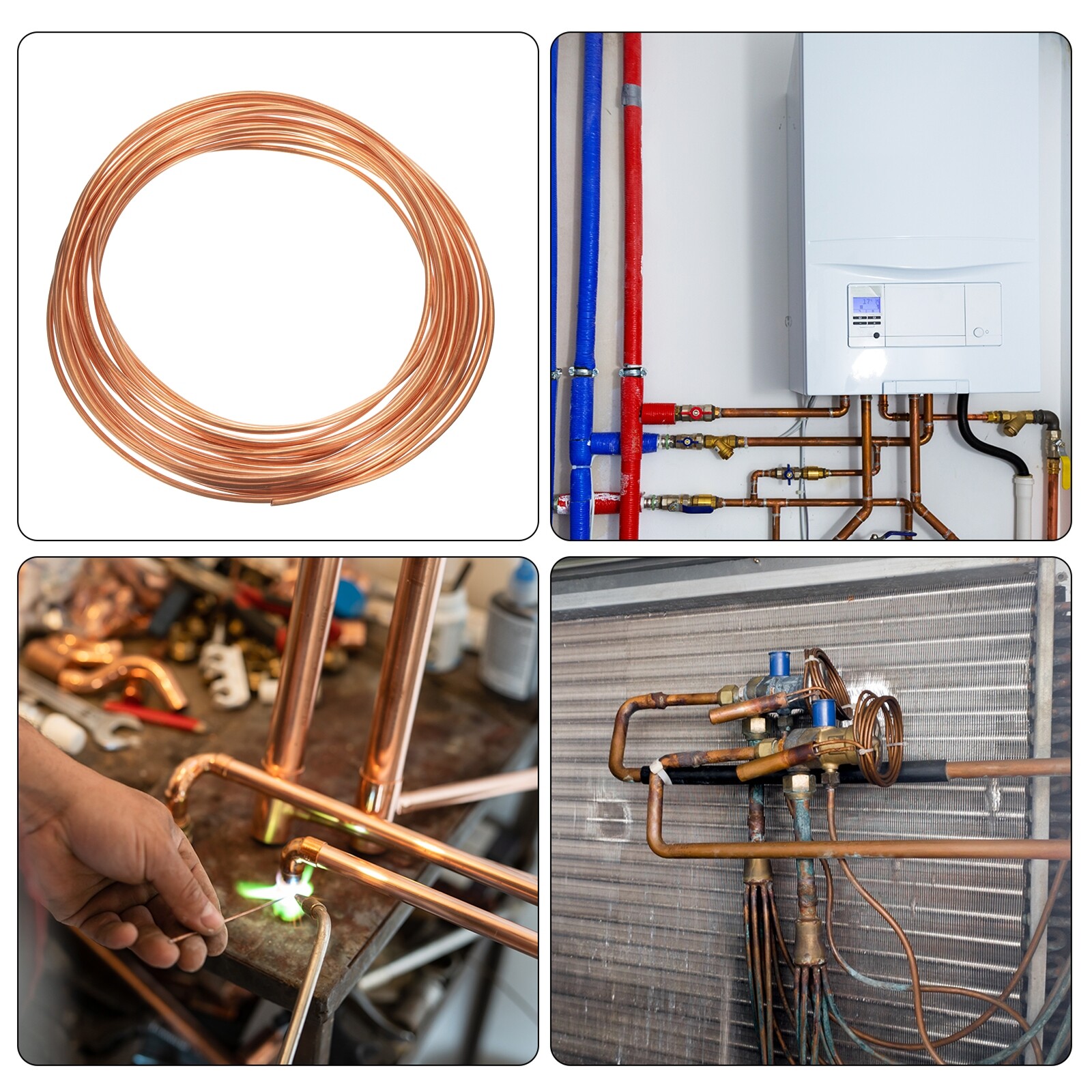 Copper Tube 1/8” OD x 24.6Ft Refrigeration Flexible Pipe Seamless Hollow