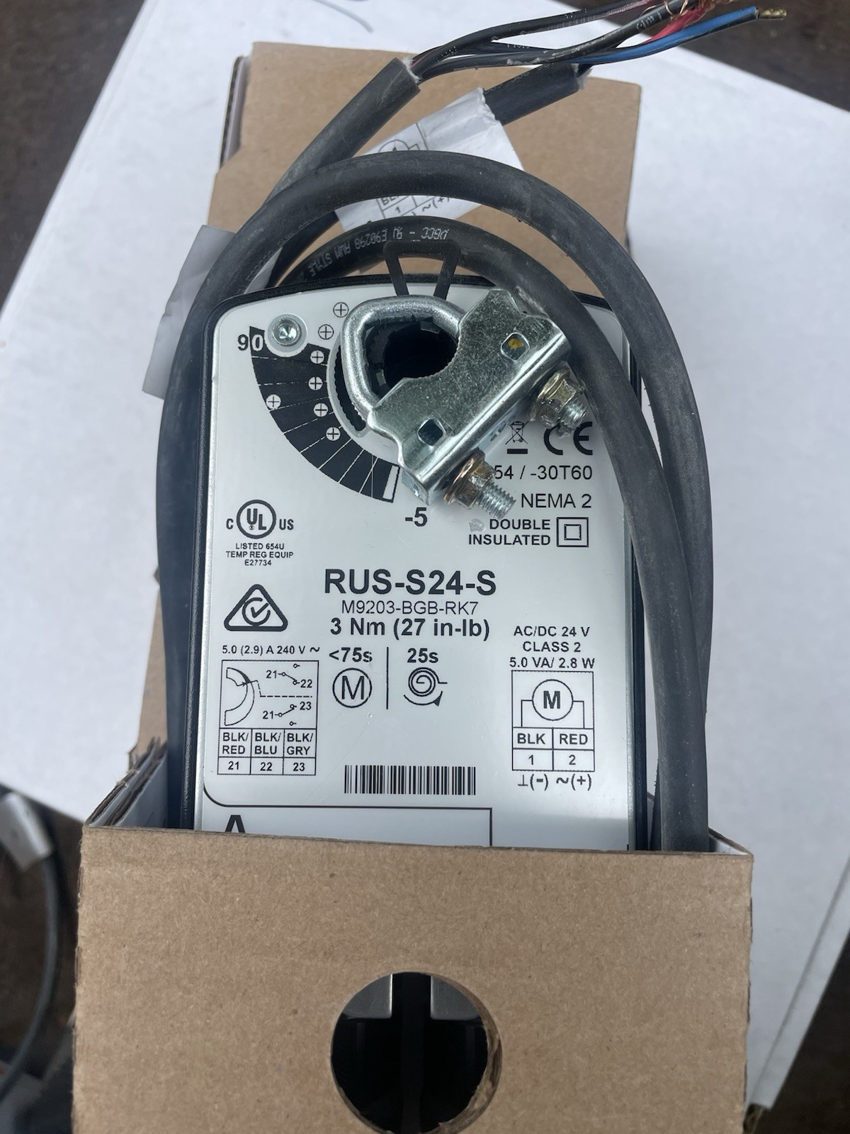 Ruskin RUS-S24-S HVAC Damper Actuator 24V 3Nm NEMA 2 MPN RUS-S24-S