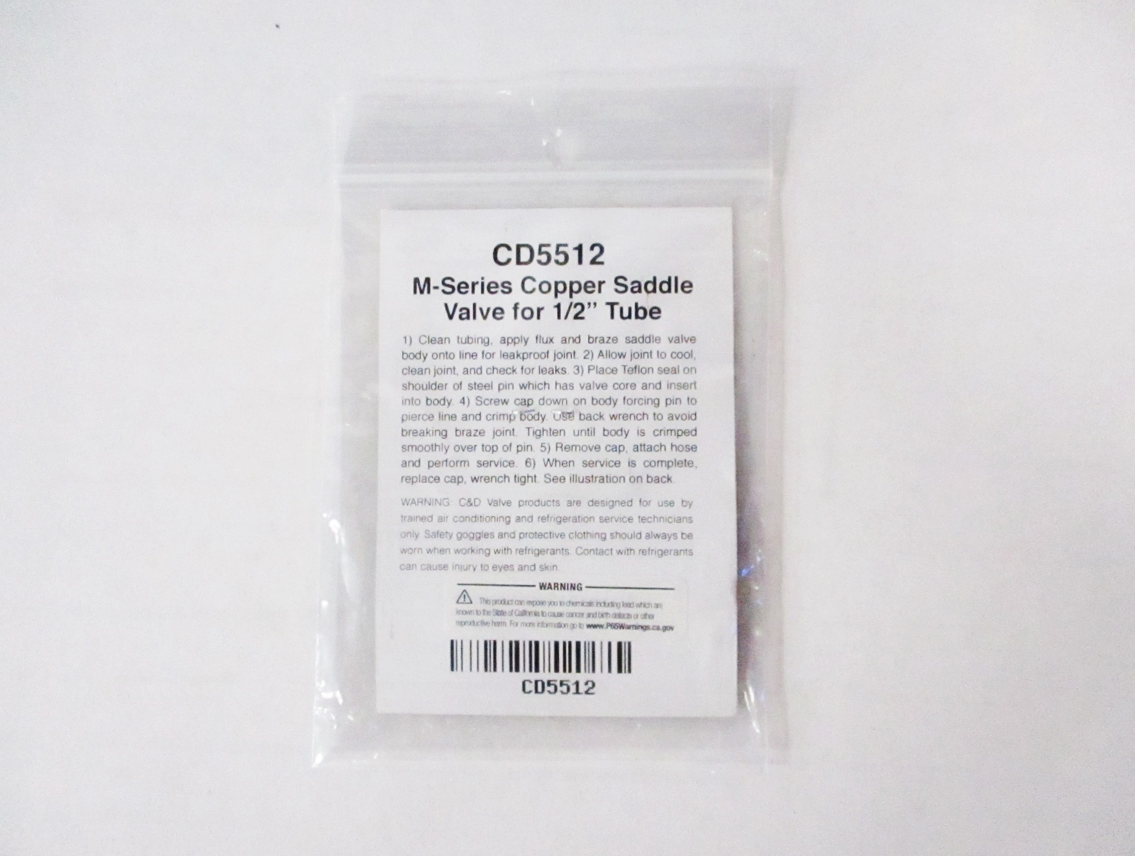 C&D Braze-On Self-Piercing Copper Saddle Valve for 1/2″ Tube CD5512 Package of 4