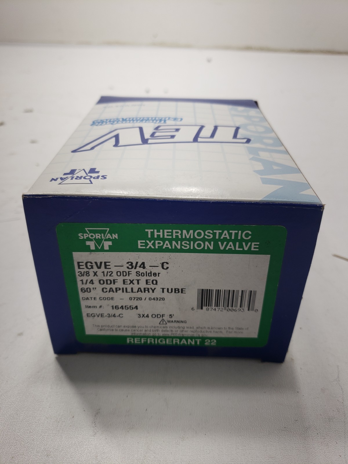 Sporlan Thermostatic Expansion Valve EGVE-3/4-C 3/8×1/2 ODF Solder 1/4 ODF EXT