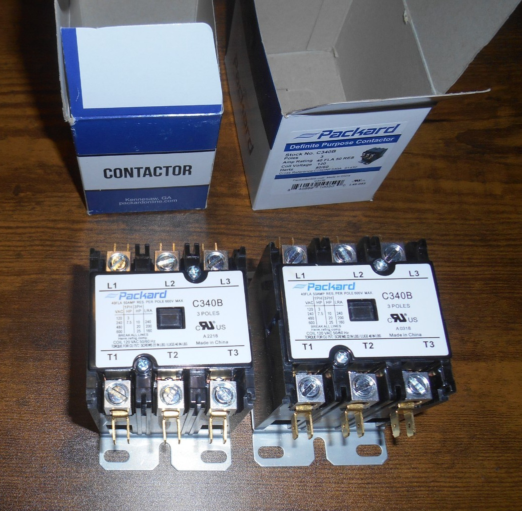 2 – Packard C340B Contactor 40 Amps 3 Pole 120 Volt Coil