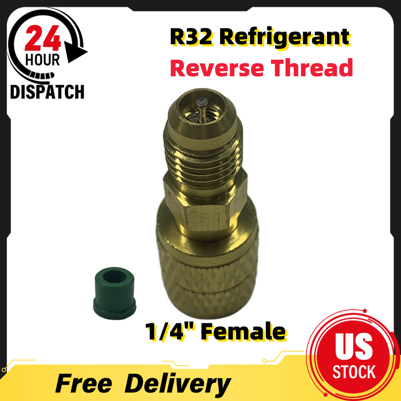 For A2L R454B/R32 Tanks 1/4” Female&1/4”Male HVAC R32 Reverse Thread Adapter