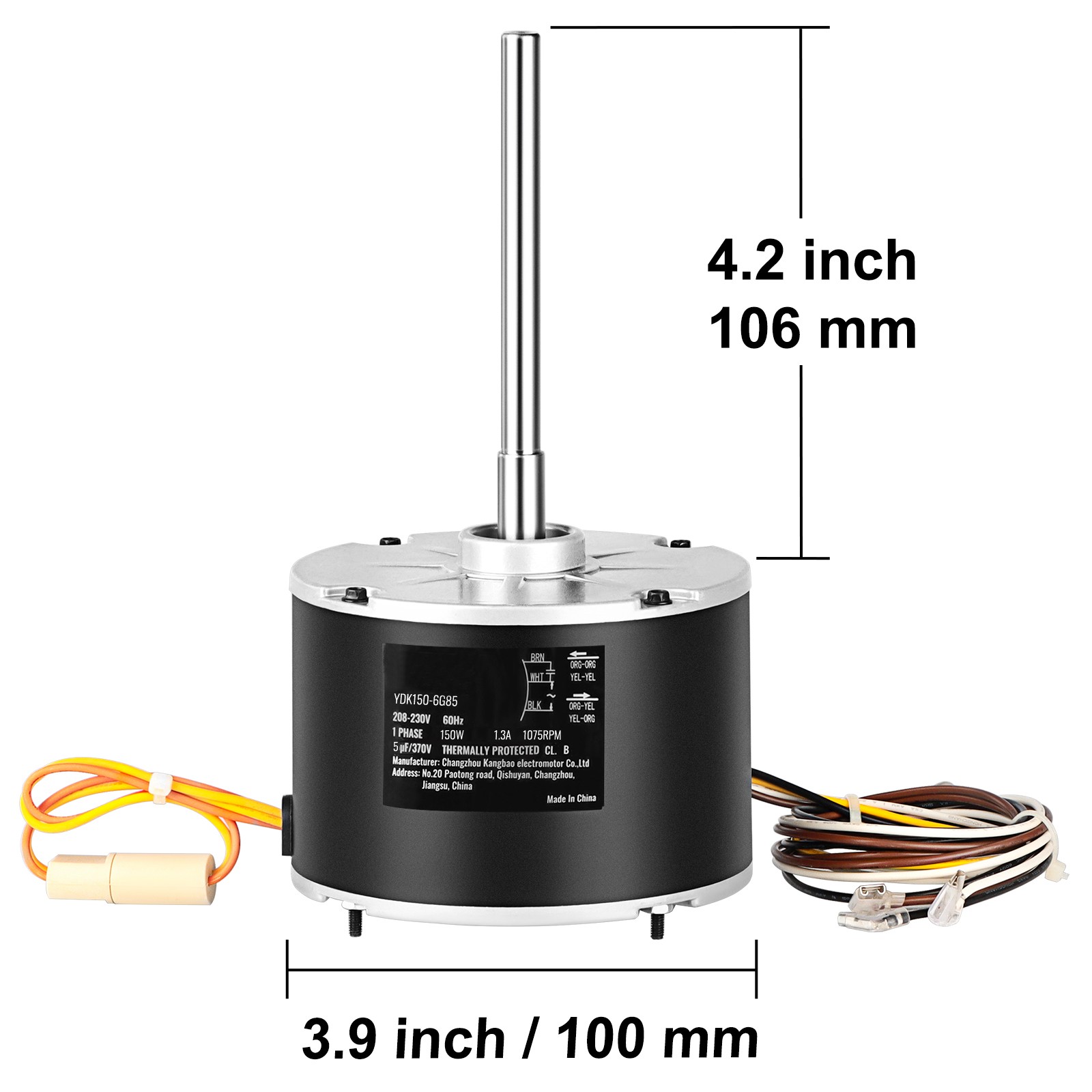 Uimoso 1/5HP Condenser Fan Motor 1075RPM 1.3A 208-230V K55HXJKL-2918