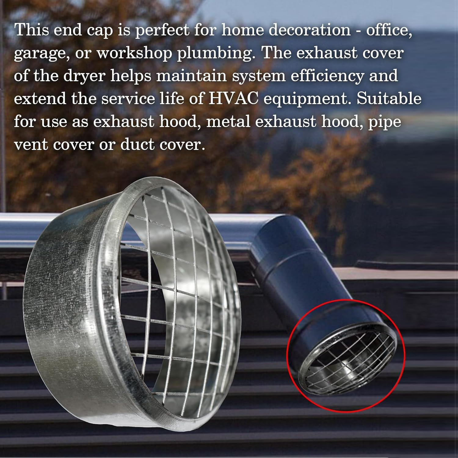 4 Inch HVAC Vent Cover, Galvanized Steel Round Duct Cap with Mesh Screen. Dut…