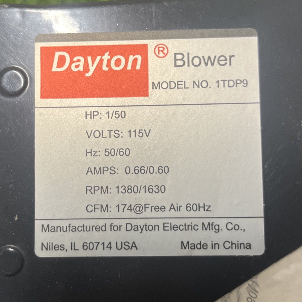 Dayton 1Tdp9 Rectangular Oem Blower, 1650 Rpm, 1 Phase, Direct Drive, Steel 1 3C