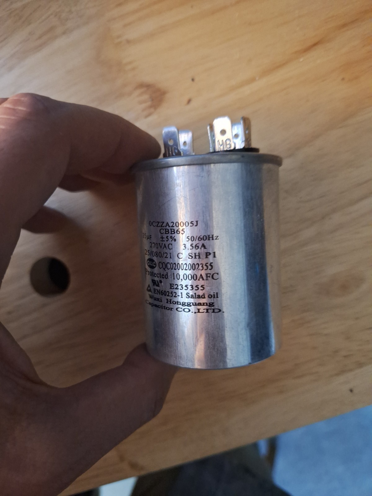35 uF ± 5% Run Capacitor CQC02002002355 CBB65