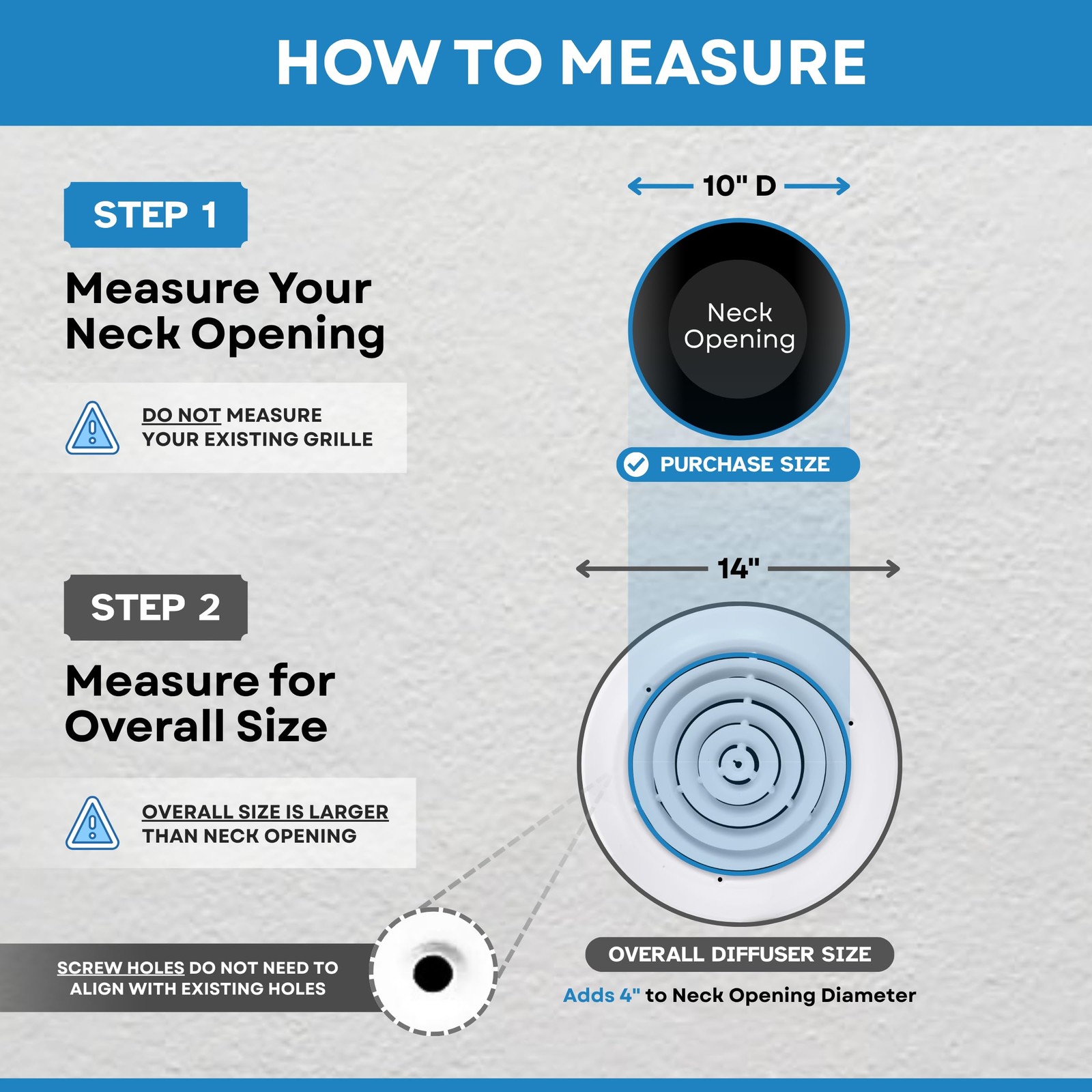 HVAC Premium 10” [Neck Size] Round Steel Ceiling Diffuser – Easy Air 10″