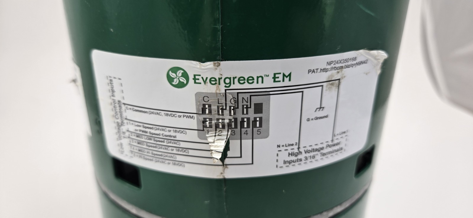 Evergreen EM 1HP Blower Motor 5SEA39MLP8021 208-230V 1050 RPM CCWLE