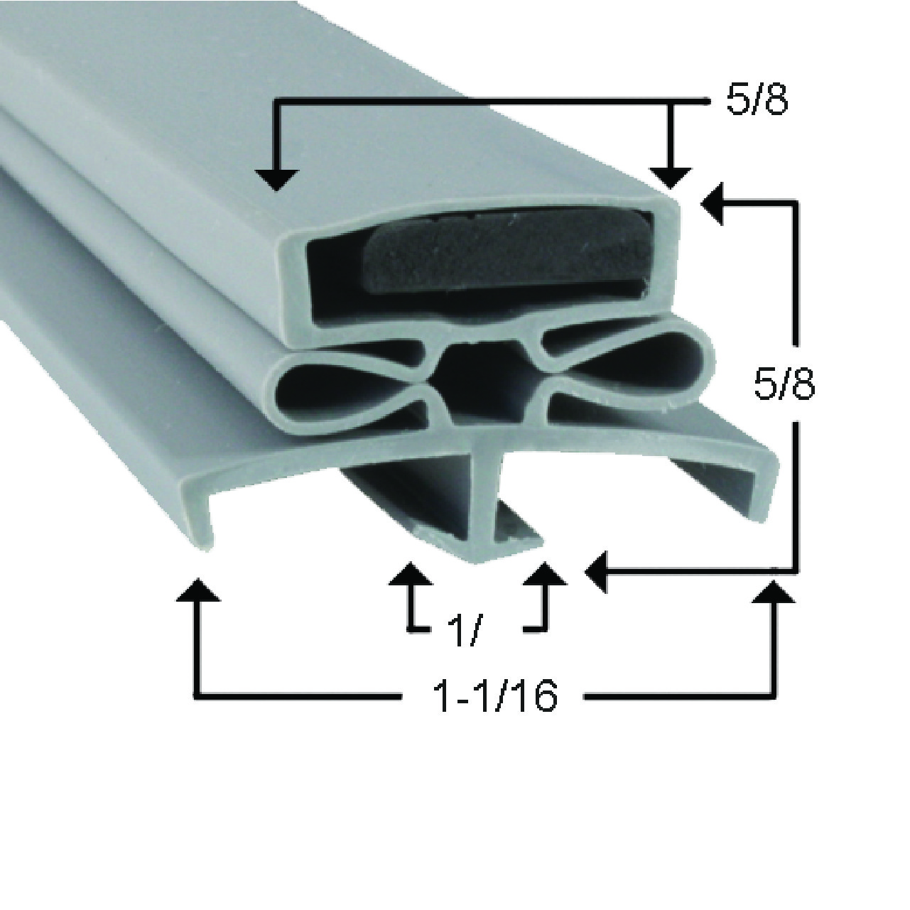 Mavrik 22 3/4 in x 22 3/4 4Sided Gray PVC Gasket Replaces Delfield