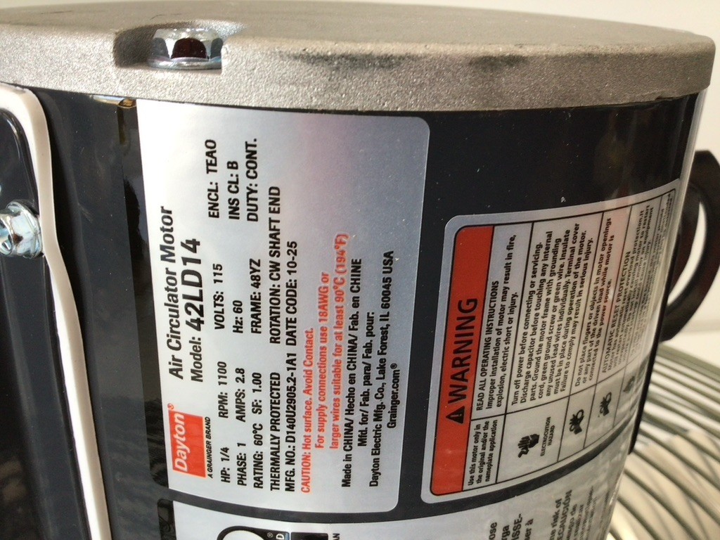 Dayton 4VAC3 1/4 HP 115VAC 20 In Blade Diameter High-Temperature Industrial Fan