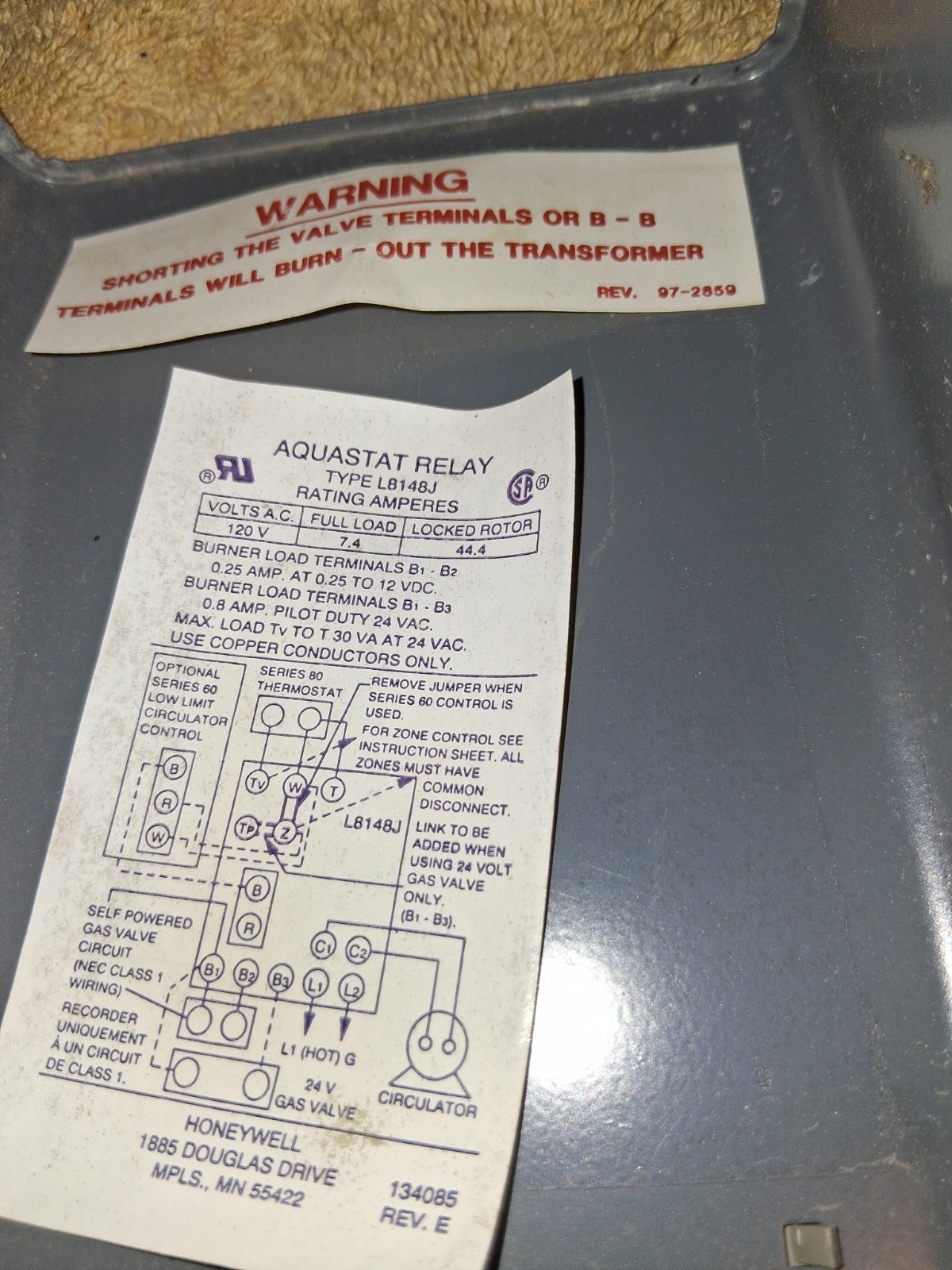 Honeywell Resideo L8148J1009 Aquastat Relay Salvaged From Large Boiler