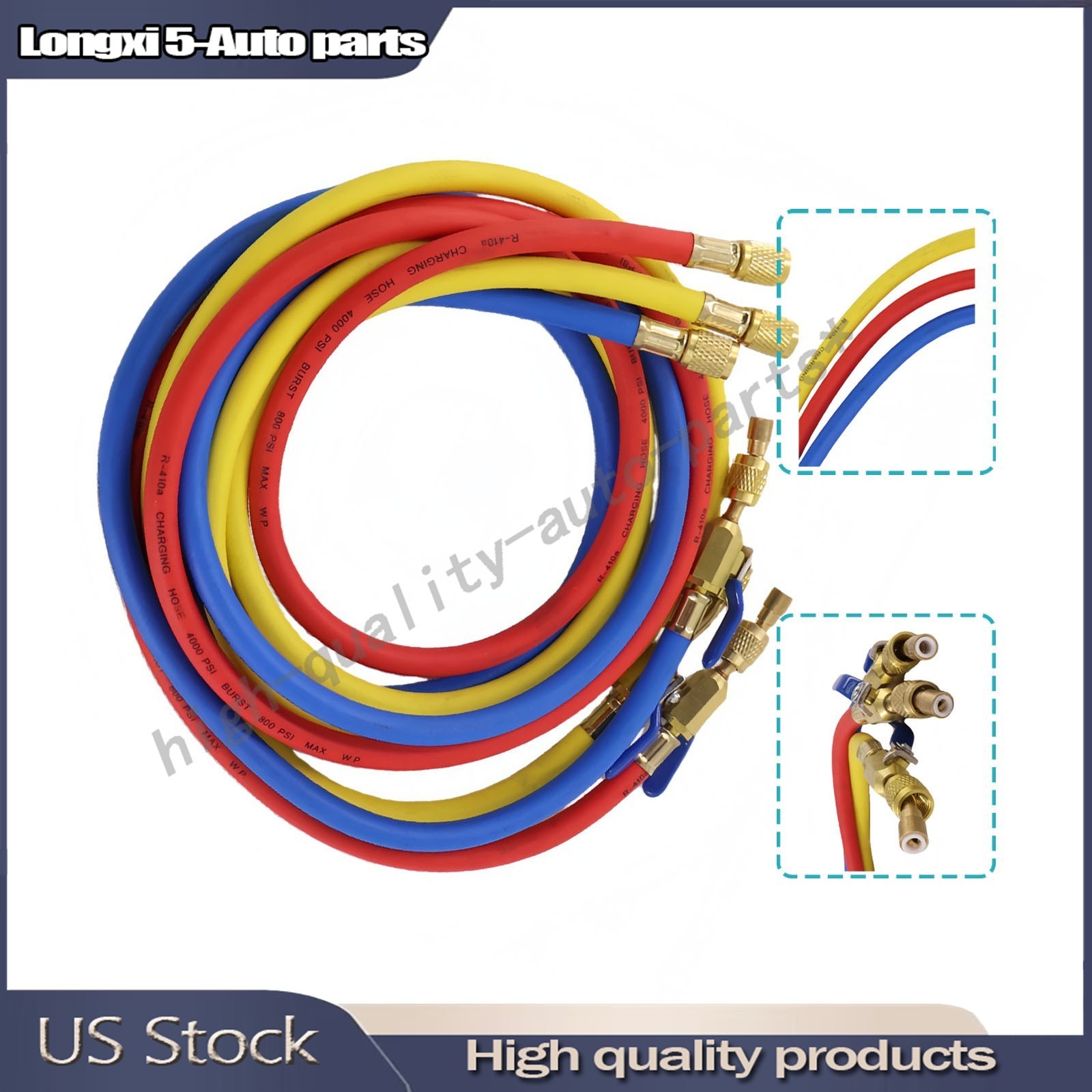 3Pack 29986 Plus II 1/4″ Hose with Compact Ball Valve 72″ Fits R-410A Refrige