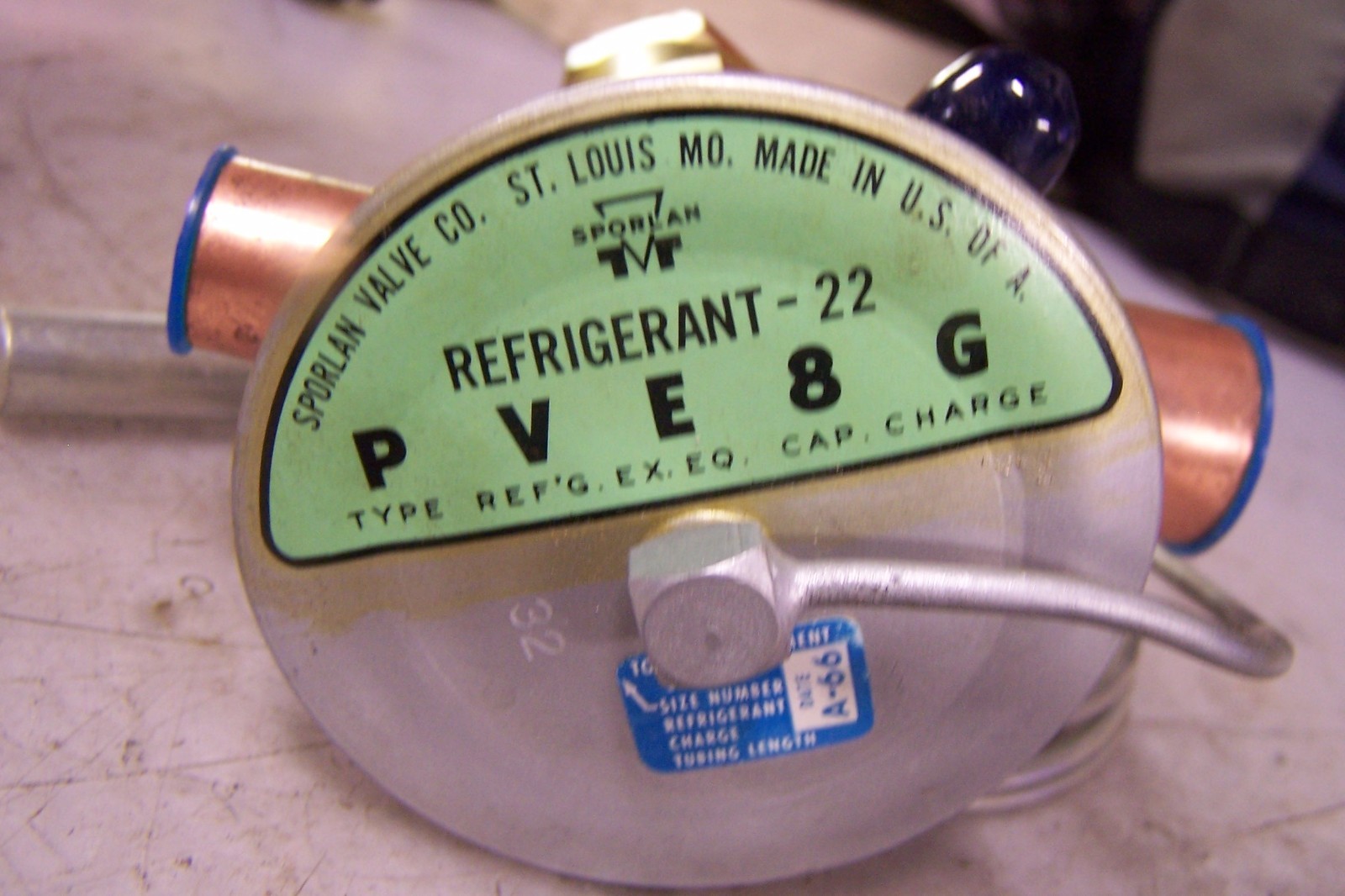 NEW SPORLAN PVE8G THERMOSTATIC EXPANSION VALVE 5/8″ODF x 7/8″ODF 5′ TUBING