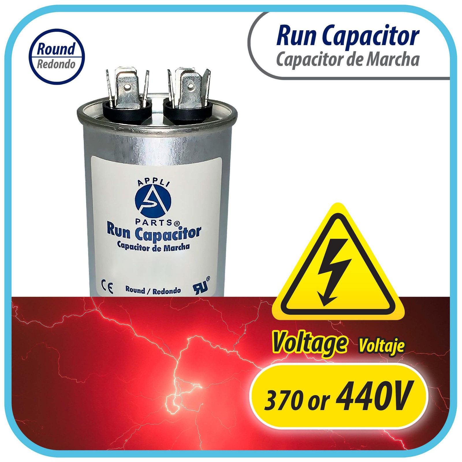 Appli Parts Run Capacitor for ac 5 Mfd uF (microfarads) 370 VAC or 450 VAC CBB65