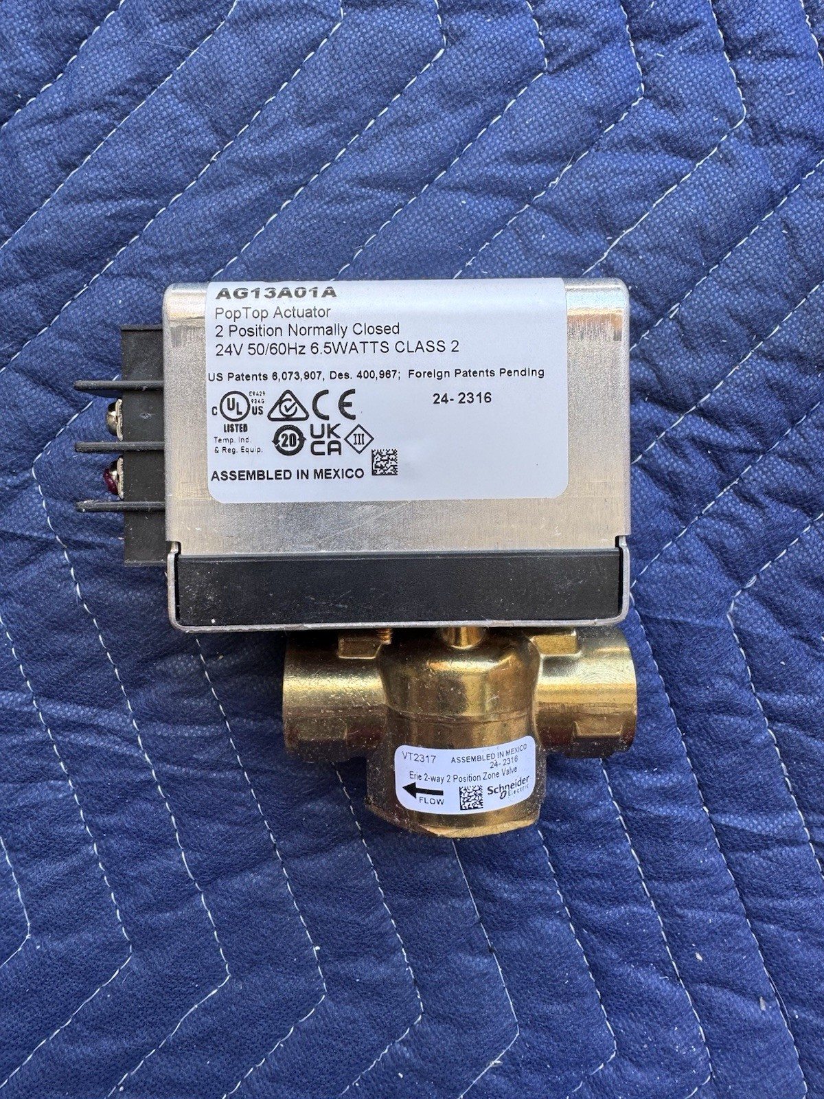 Schneider Electric Erie PopTop 2-Way 3/4 in Brass Valve Assembly VT2317G13A01A