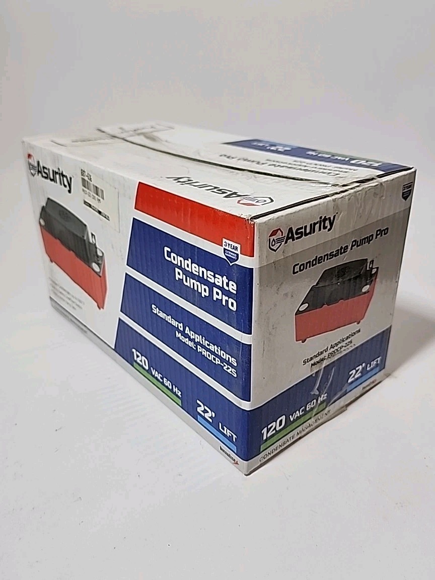 Asurity PROCP-22S Condensate Pump Pro Standard Application 120V 60Hz 22ft Lift