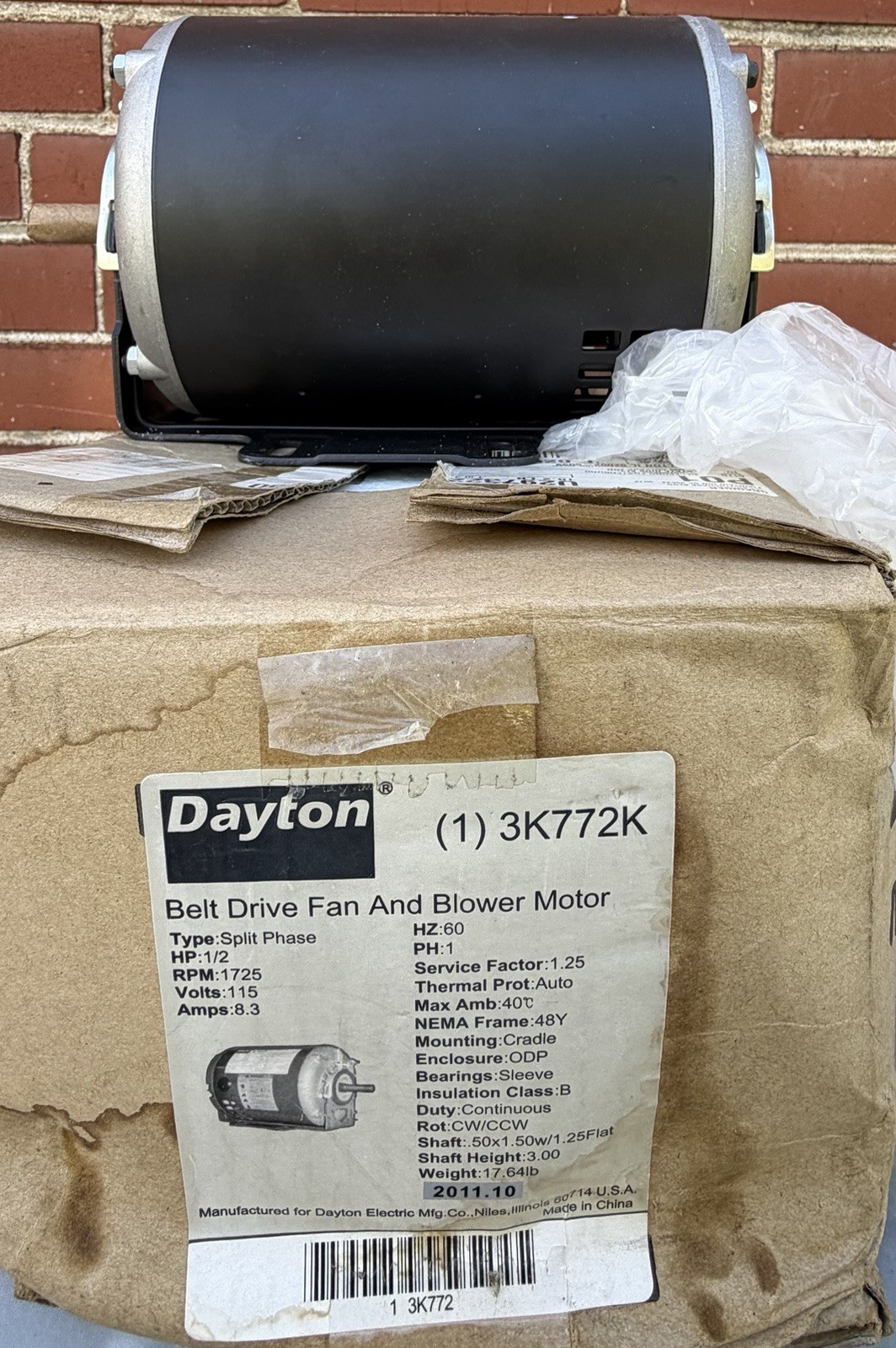 Dayton 3K772K Belt Drive Fan and Blower Motor EB-20130