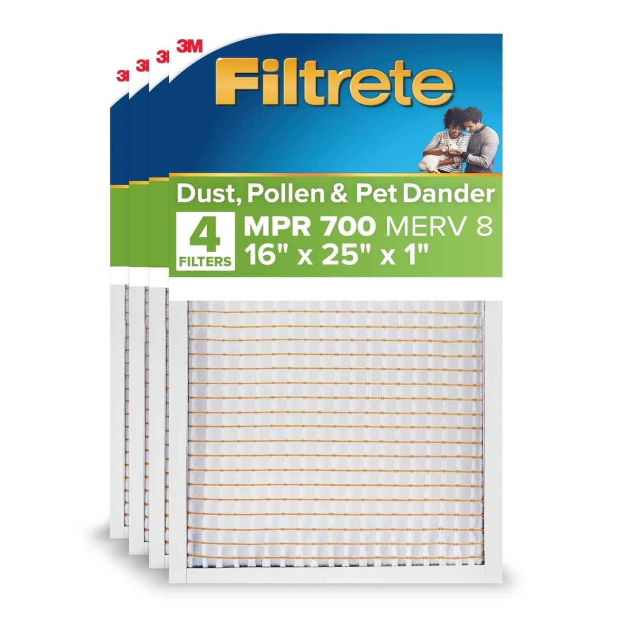 Filtrete 16x25x1 AC Furnace Air Filter, MERV 8, MPR 700, Tough 16x25x1, White