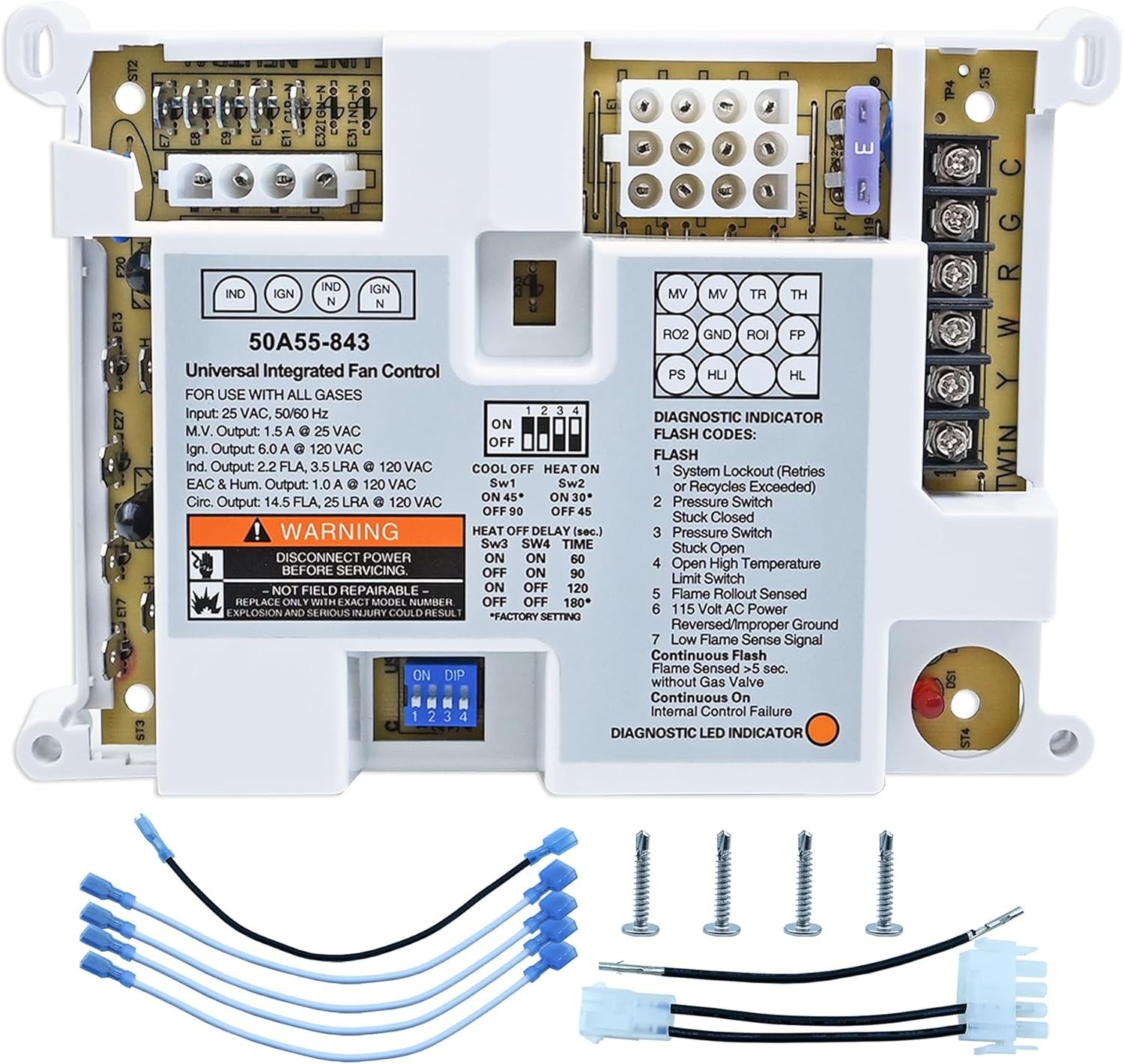 50A55-843 Furnace Control Board for White Rodgers and Lennox Furnace Systems