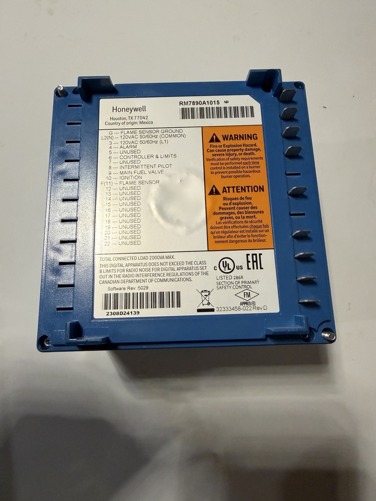 Honeywell RM7890A1015 Burner Control