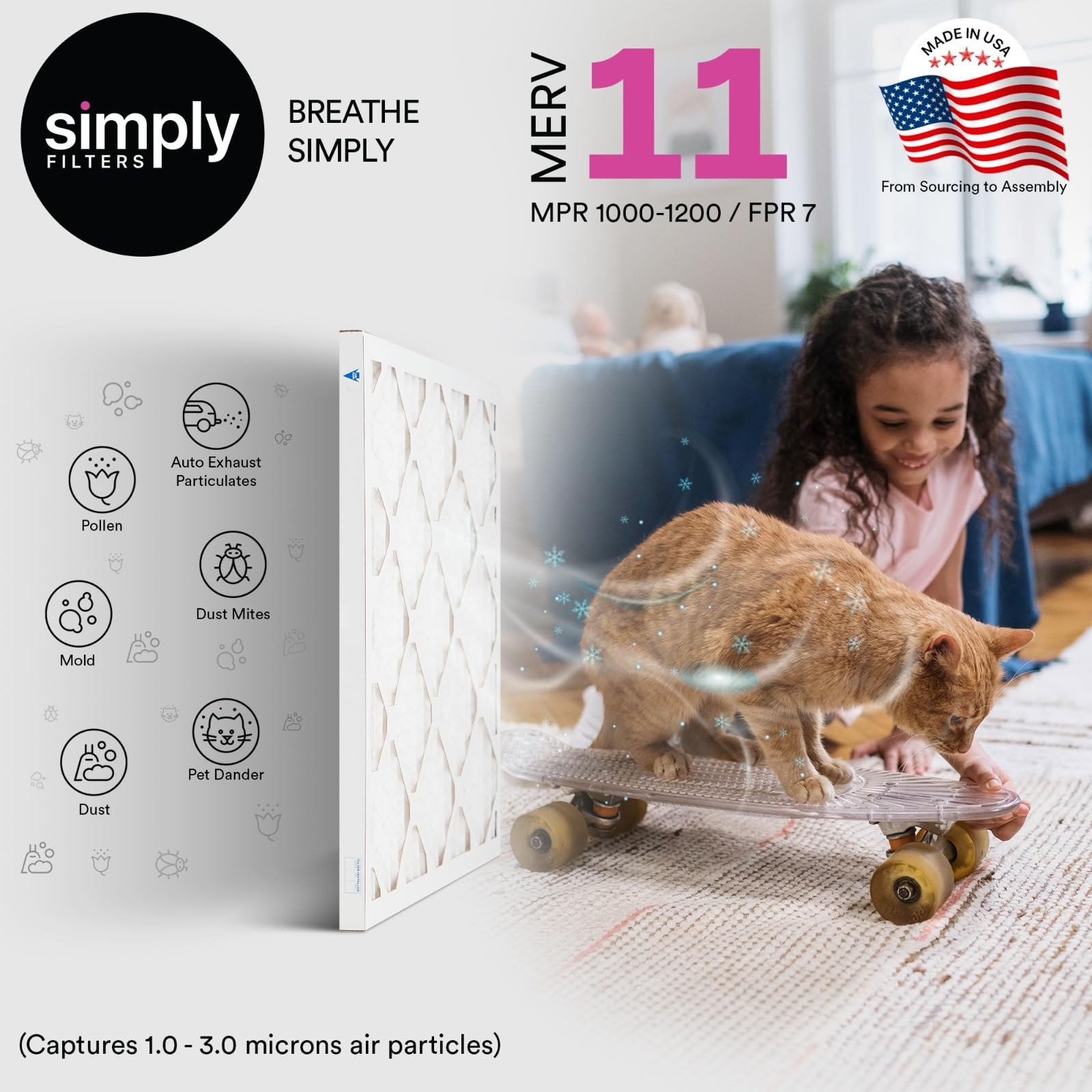 Simply 20X25X4 Air Filter Merv 11 2 Pack Furnace Air Filter For Hvac Actual