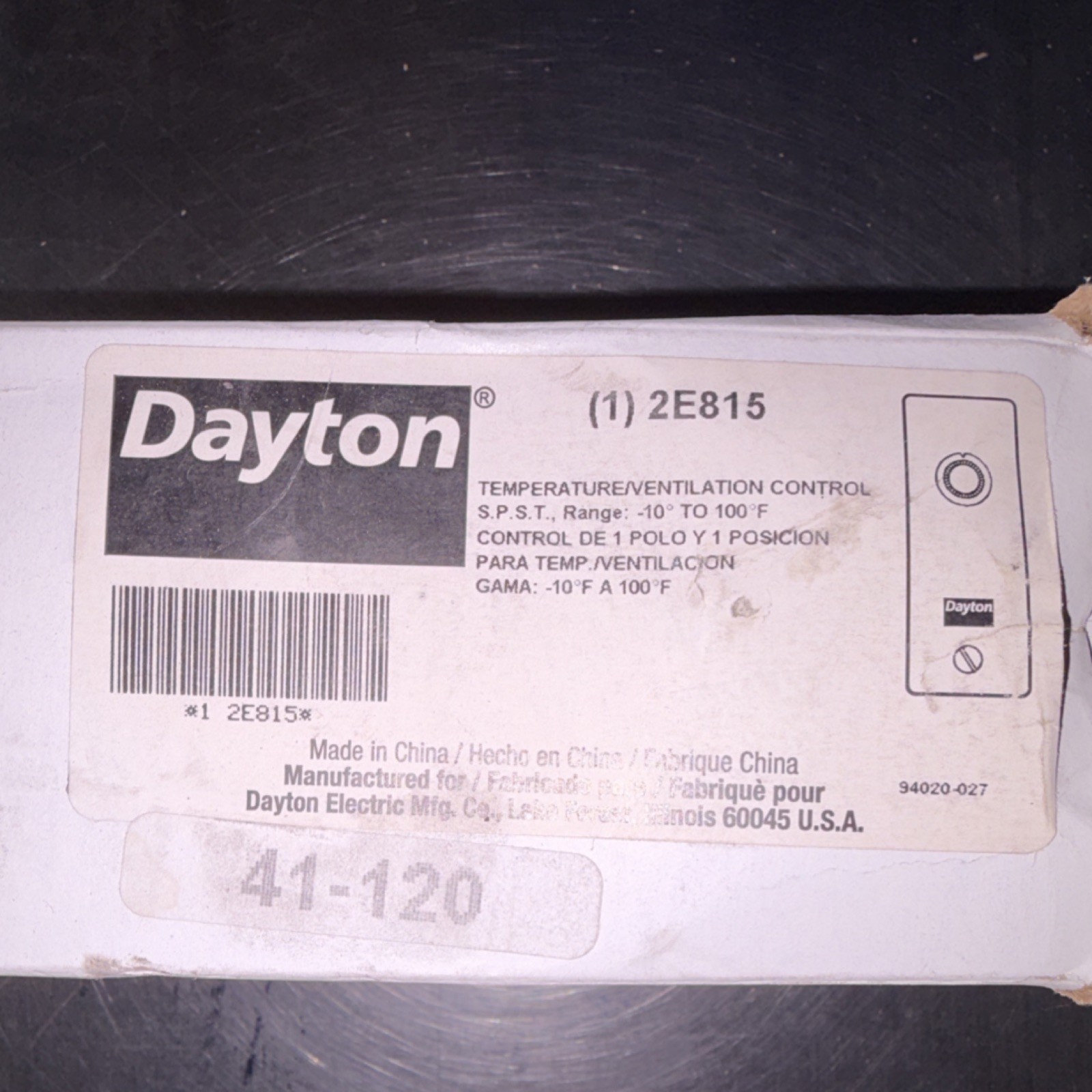 Dayton 2E815 Non-Programmable Dial Thermostat -10 to 100°F HVAC Control