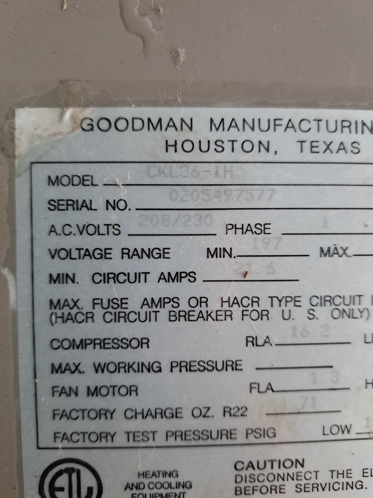 5KCP39BGP870S Genteq Condenser MOTOR, 1/6 HP, 208-230v 1075rpm B13400-251