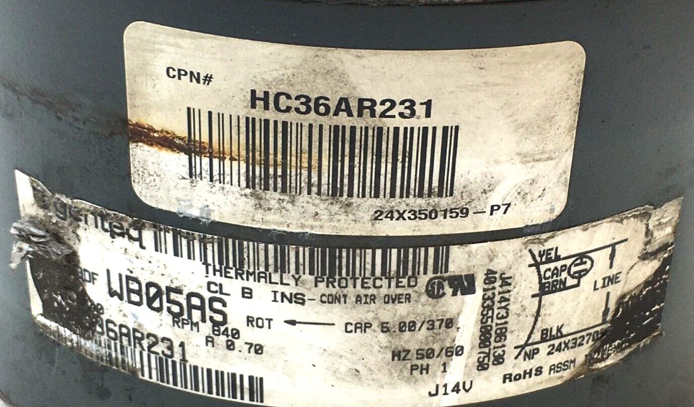 Genteq 5KCP39DFWB05AS Condenser Motor HC36AR231 208-240 V 840 RPM #ME549