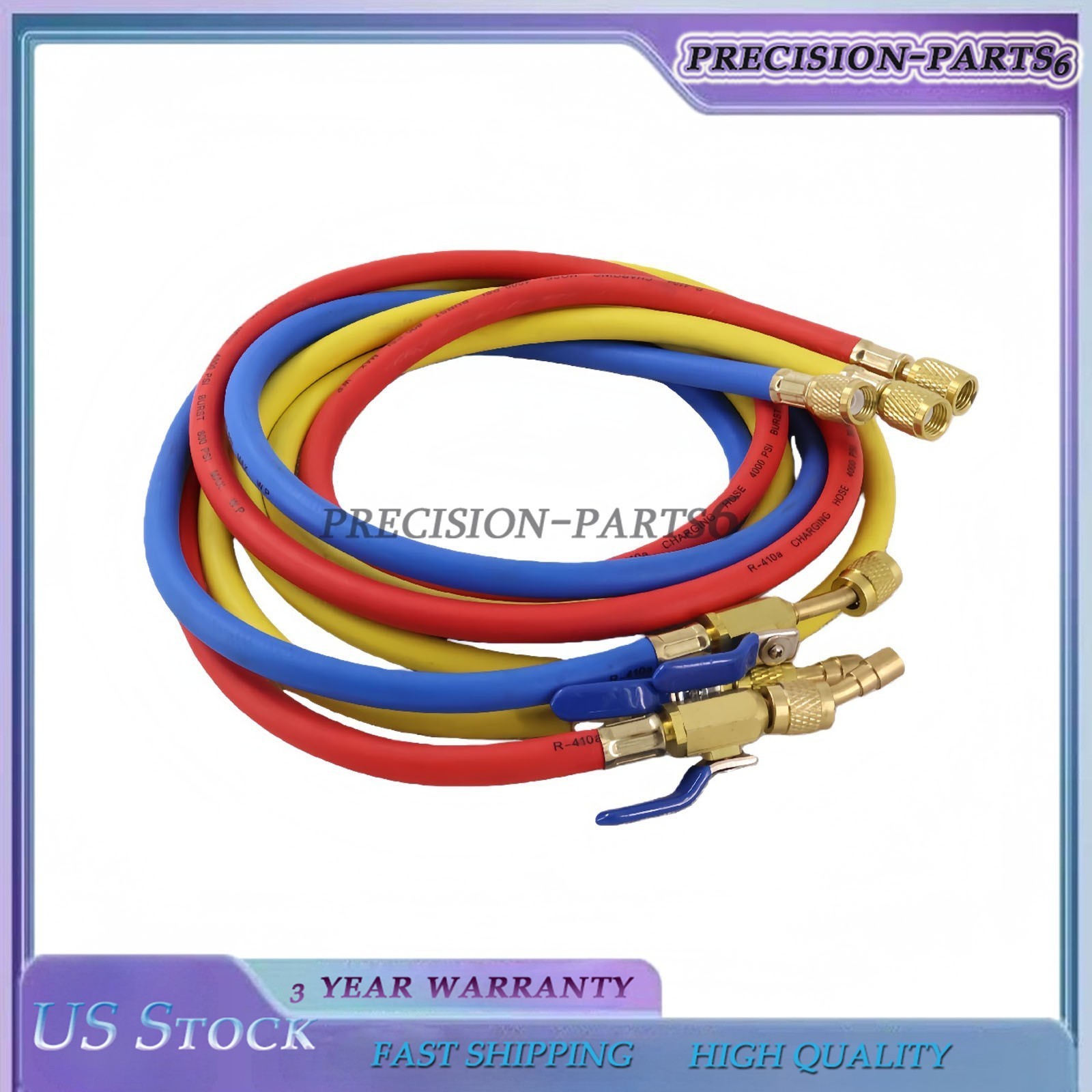 3X 29986 Plus II 1/4″ Hose with Compact Ball Valve End Refrigerant Charging Hose