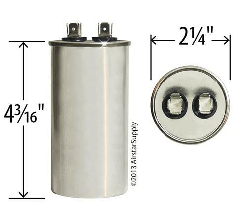 45 MFD x 370 / 440 VAC Round Run Capacitor AmRad USA2216 – Made in the USA