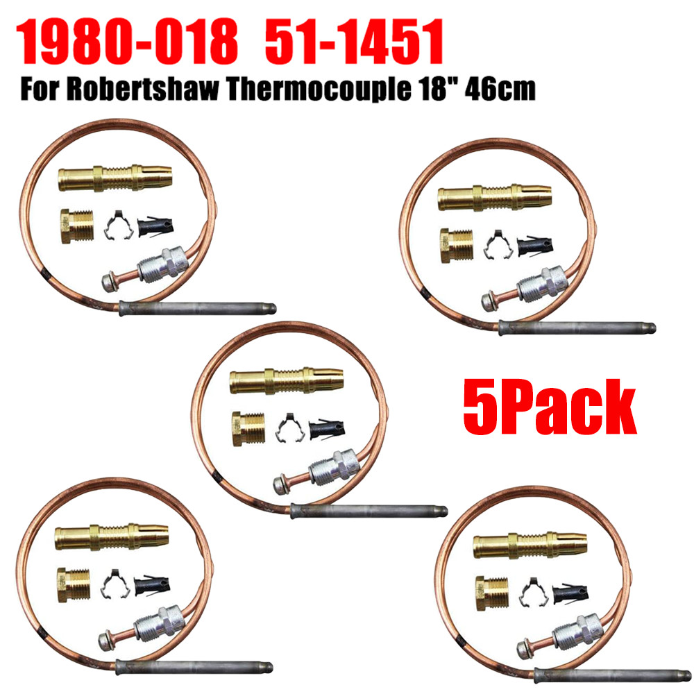 5PACK For Robertshaw Thermocouple 18″ 46cm 1980-018 Snap Fit Universal (51-1451)