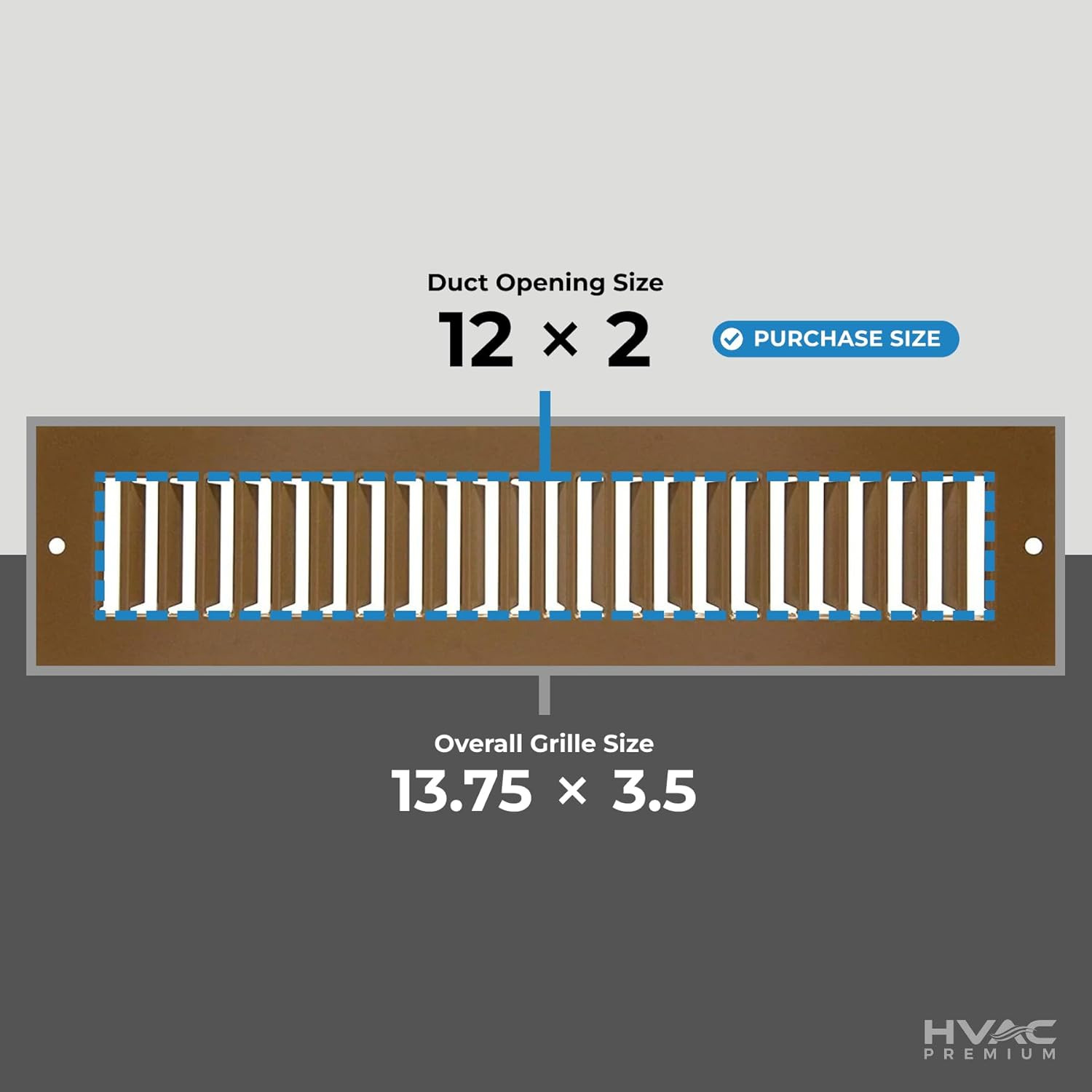HVAC Premium 12″ X 2″ Toe Space Grille – HVAC Vent Cover [Outer Dimensions: 13.5